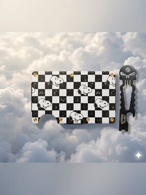RIDGE WALLET | PEANUTS-SPEED CLUB “FT SNOOPY” w/GOLD PVD SCREWS+BLK MULTI-TOOL